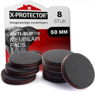 Afbeelding van MEUBILAIR PADS X PROTECTOR NIET SLIP PREMIUM 8 stuks 50 mm Vloerbeschermers Rubberen voeten voor meubelvoeten Ideale vloerbeschermpads op zijn plaats te houden