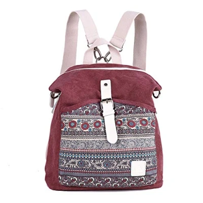 Afbeelding van EVEOUT Uniseks Schouderrugzak Canvas College Zakelijke Rugzak voor Mannen Werk School Reizen Wandelen Camping Daypacks, D vin Rouge, Eenheidsmaat