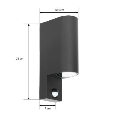 Afbeelding van Prios buitenwandlamp Tetje, zwart, rond, sensor