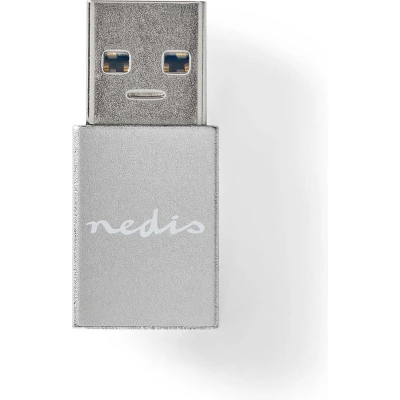 Afbeelding van USB Adapter 3.2 Gen 1 A Male Type C Female Vernikkeld Recht Metaal Zwart