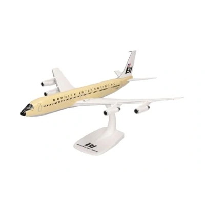Afbeelding van herpa Braniff International Boeing 707 320 Solid miniatuur schaal 1:144 kunststof beige 614023