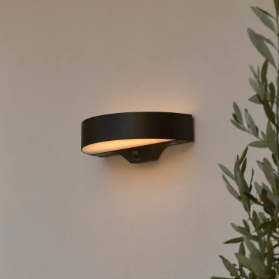 Afbeelding van LED buiten wandlamp Monay Round, zwart, IP44