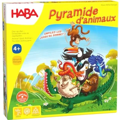 Afbeelding van HABA Dierenpiramide, stapelspel voor 2 4 spelers vanaf jaar, met houten dierenfiguren, ook solo speelbaar, 3478