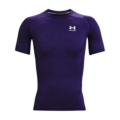Afbeelding van Under Armour Heatgear Compressie T shirt met korte mouwen voor heren, Paars 500 / Wit
