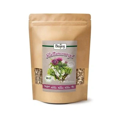 Image de Biojoy Racine de Bardane BIO (500 g), séchées et coupées, pour Tisane Infusion, Burdock Root (Radix Bardanae)