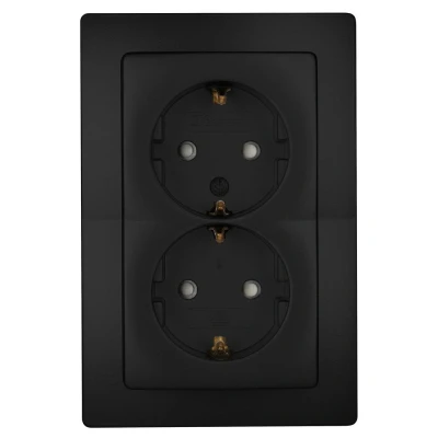 Afbeelding van Kopp Paris Randaarde Wandcontactdoos 2 Voudig 230 Volt Mat Zwart