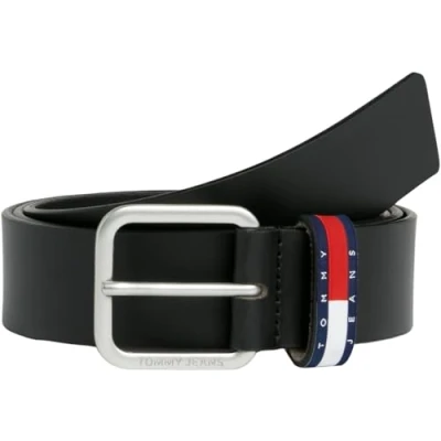 Image de Tommy Jeans Ryan Ceinture régulière avec logo en cuir pour homme, Noir (noir), 80