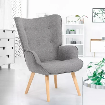 Image de Fauteuil scandinave IVAR en tissu gris clair