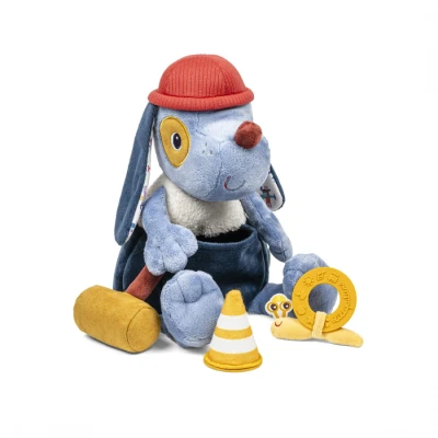 Afbeelding van Lilliputiens Ontdekkingsklusser Jules de Hond Met Deze schattige Blauwe Ontwikkelen Kinderen Hun Motoriek En Fantasie, Maar Stimuleren Ze Ook Zintuigen Zoals Gehoor Zicht! Inclusief 3 Accessoires Geschikt Vanaf 9 Maanden