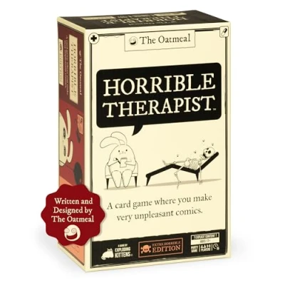 Afbeelding van Horrible Therapist: Extra Edition by Exploding Kittens 3 8 spelers leeftijden 17+ 15 minuten om te spelen Explicit Comic Building Game Party Game, Family Night, Adult Card