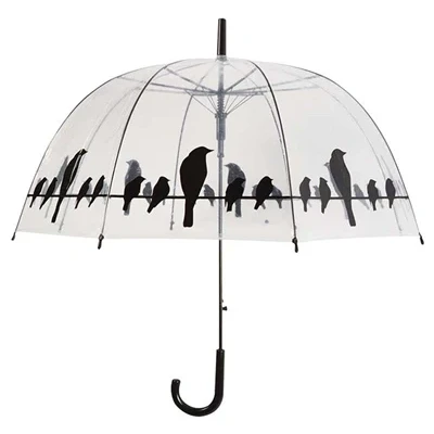 Afbeelding van Merkloos Paraplu Vogels Op Draad Transparant / Zwart 81,5 CM