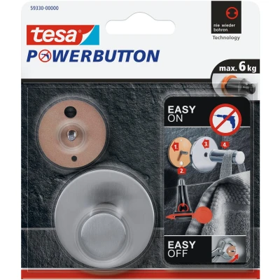 Afbeelding van tesa POWERBUTTON Classic zelfklevende haak (Ø x h) 50 mm 31 Metaal Inhoud: 1 stuk(s)