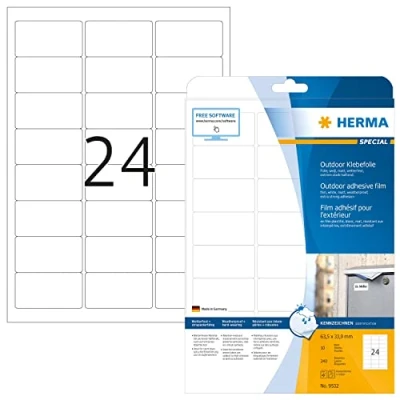 Afbeelding van Herma 9532 Outdoor zelfklevende folie 63,5x33,9 A4 Lasercopy 240 stuks wit