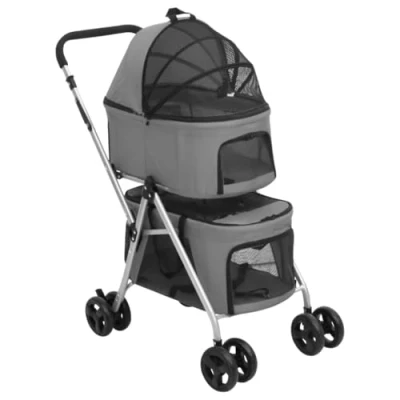 Afbeelding van Hondenwagen 2 laags inklapbaar 83x48x97 cm oxford stof grijs