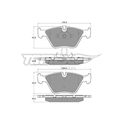 Afbeelding van TOMEX brakes TX 13 20 Remblokkenset Vooras Geschikt voor slijtage waarschuwingscontact BMW: 3 Saloon, Touring, Coupe, ROVER: 75, 75 Tourer