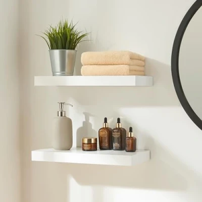 Afbeelding van Wandplank Stranda set van 2 wit 40x17x3,5 cm [en.casa]