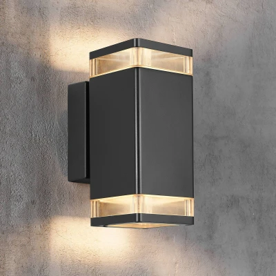 Afbeelding van Buitenwandlamp Elm in zwart, 2 lamps