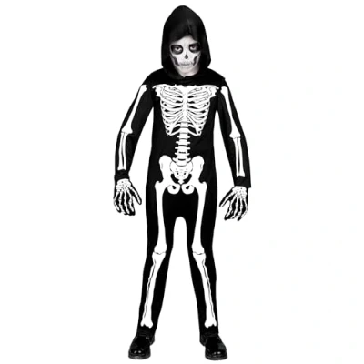 Afbeelding van Widmann Spook &amp; Skelet Kostuum Wacht Al Zo Lang Kind Zwart / Wit Maat 140 Halloween Verkleedkleding