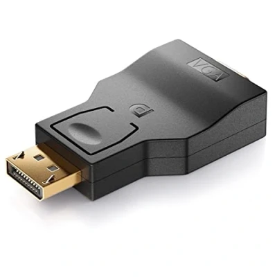 Afbeelding van deleyCON Displayport naar VGA adapter adapterkabel DP stekker aansluiting vergulde contacten voor tv projectoren laptops notebooks