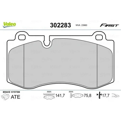 Afbeelding van VALEO 302283 Remblokkenset Vooras Excl. slijtage waarschuwingscontact Met anti kreukplaat MERCEDES BENZ: S Class Saloon, E Saloon