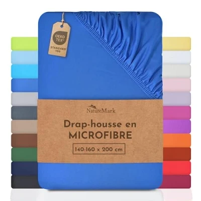 Image de NatureMark drap de lit en microfibre à prix réduit ! beaucoup tailles et couleurs marchandise marque (drap 140x200 160x200 cm, Bleu Royal)