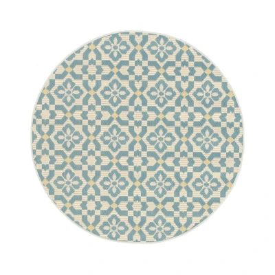 Afbeelding van Rond Buitenkleed Bubbly Tulip Turquoise 120 Cm