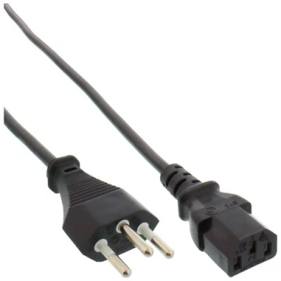 Image de InLine Câble d&#039;alimentation SEV 1011 (P) pour power IEC 60320 C13 250 V 10 A 1 m noir Suisse