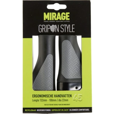 Afbeelding van Handvatpaar Mirage Grips in style #45 132/100 mm met lockring zwart / grijs
