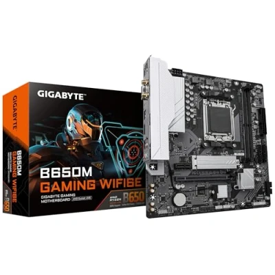 Image de GIGABYTE B650M Carte mère de jeu WIFI6E CPU AMD Ryzen 9000 Serie 5+2+2 phases VRM, jusqu&#039;à 6400 MHz DDR5 (OC), 1 x PCIe 4.0 M.2, 2,5 GbE LAN, WiFi 6E, USB 3.2 Gen