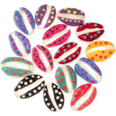 Afbeelding van Kauri Schelpjes Enamel Stippen (17 23 x 11 15 6 8 mm) Mix Color (15 stuks)