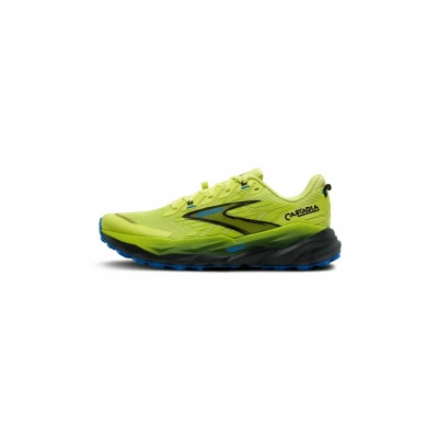 Afbeelding van Brooks Cascadia 19 Trail hardloopschoenen, Heren, Maat: 46, Sunny lime black blue Sandwich mesh