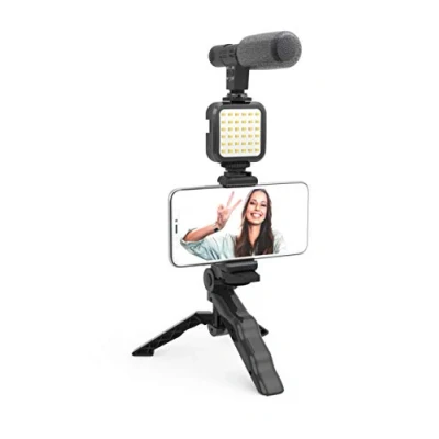 Afbeelding van DigiPower Vlog Kit &quot;Like Me&quot; DP VLG2K Smartphone houder, Light 36 LED, Stereo Shotgun Microfoon, Tripod met Grip