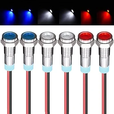 Afbeelding van GUUZI 6 stuks, 12 V 24 V, mm, led paneel, driver, dash, waarschuwingslicht, indicator, lamp, richtingslampen (rood/blauw/wit)