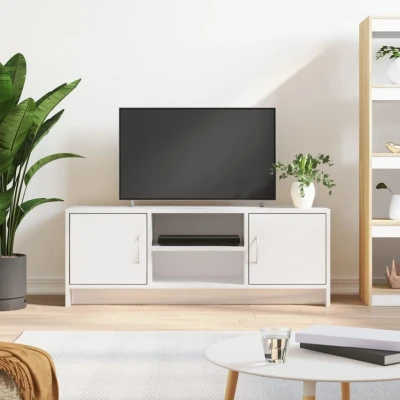 Afbeelding van Tv meubel 102x30x37,5 cm bewerkt hout hoogglans wit