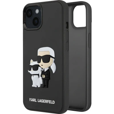 Afbeelding van Karl Lagerfeld 3D Rubber &amp; Choupette Back Case Apple iPhone 15 (6.1&quot;) Zwart