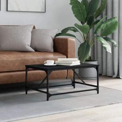 Afbeelding van Salontafel 75x50x35 cm bewerkt hout zwart