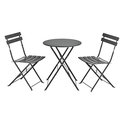 Afbeelding van Bistroset Caprile metaal tuintafel met 2 tuinstoelen donkergrijs