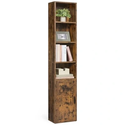 Afbeelding van VASAGLE Collection Custos Bibliothèque, étagère haute 6 niveaux, indépendante avec porte, meuble de rangement ouvert, 24 x 31,8 175 cm, pour salon, bureau, marron vintage LBC401K01