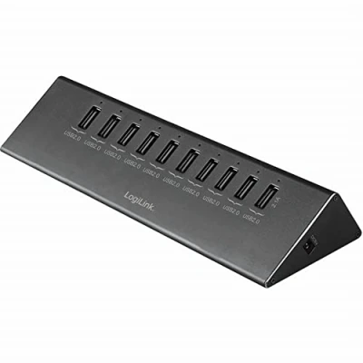 Afbeelding van LogiLink UA0226 USB 2.0 hub 10 poorten Zilver