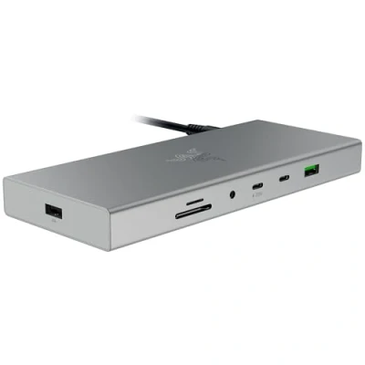 Afbeelding van Razer USB 4 Dock 14 poorts high speed docking station voor gaming en productiviteit Ondersteunt twee schermen, opladen van apparaten (3x C, 5x A, HDMI) wit