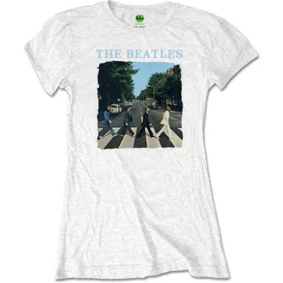 Afbeelding van The Beatles Abbey Road And Logo Dames T shirt 2XL Wit
