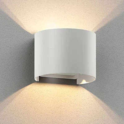 Afbeelding van ledscom.de RUNEL wandlamp voor buiten, IP65, up and downlight, mat wit, rond, 1x G9 max. 10 W, huismuur, buitenverlichting, wandspot, buitenwandlamp, lamp
