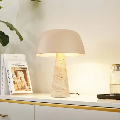 Afbeelding van Lindby tafellamp Magritt, beige, metaal, steen, 41 cm