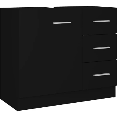 Afbeelding van Wastafelkast 63x30x54 cm bewerkt hout zwart
