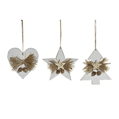 Afbeelding van Kerstversiering DKD Home Decor Hart Hout Touw (12 x 3 12 cm) (3 pcs)