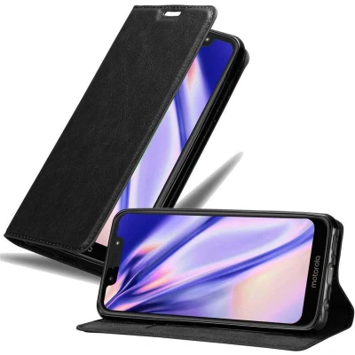 Afbeelding van Cadorabo Hoesje geschikt voor Motorola MOTO G7 PLAY in ZWARTE NACHT Beschermhoes met magnetische sluiting, standfunctie en kaartvakje Book Case Cover Etui