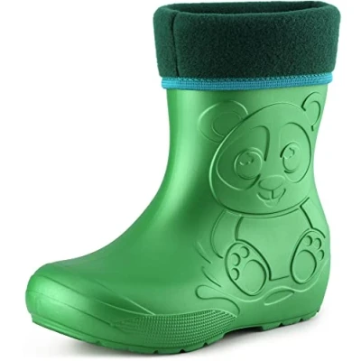 Afbeelding van Ladeheid Kinder Regenlaarzen Thermo Rubberlaarzen Vederlicht EVA LA CA PandaWinter Smaragdgroen 30/31