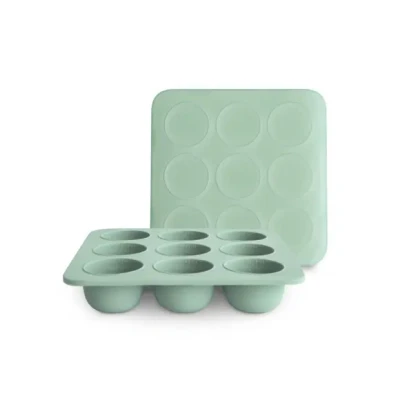 Afbeelding van Mushie siliconen invriesvorm babyvoeding 9x45 ml cambridge blue