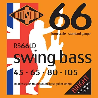 Afbeelding van Rotosound bas snaren RS66LD 4er 45 105 Swing 66, Stainless Steel Snarenset voor 4 string basgitaar