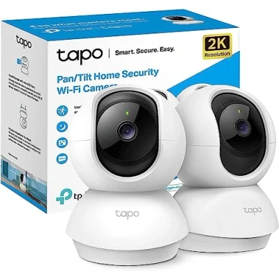 Image de Tapo Caméra Surveillance WiFi intérieure 2K(3MP) C210 2 Pack, Détection de personne, Audio Bidirectionnel, Compatible avec Alexa et Google Assistant, pour Bébé/Animaux, Blanc